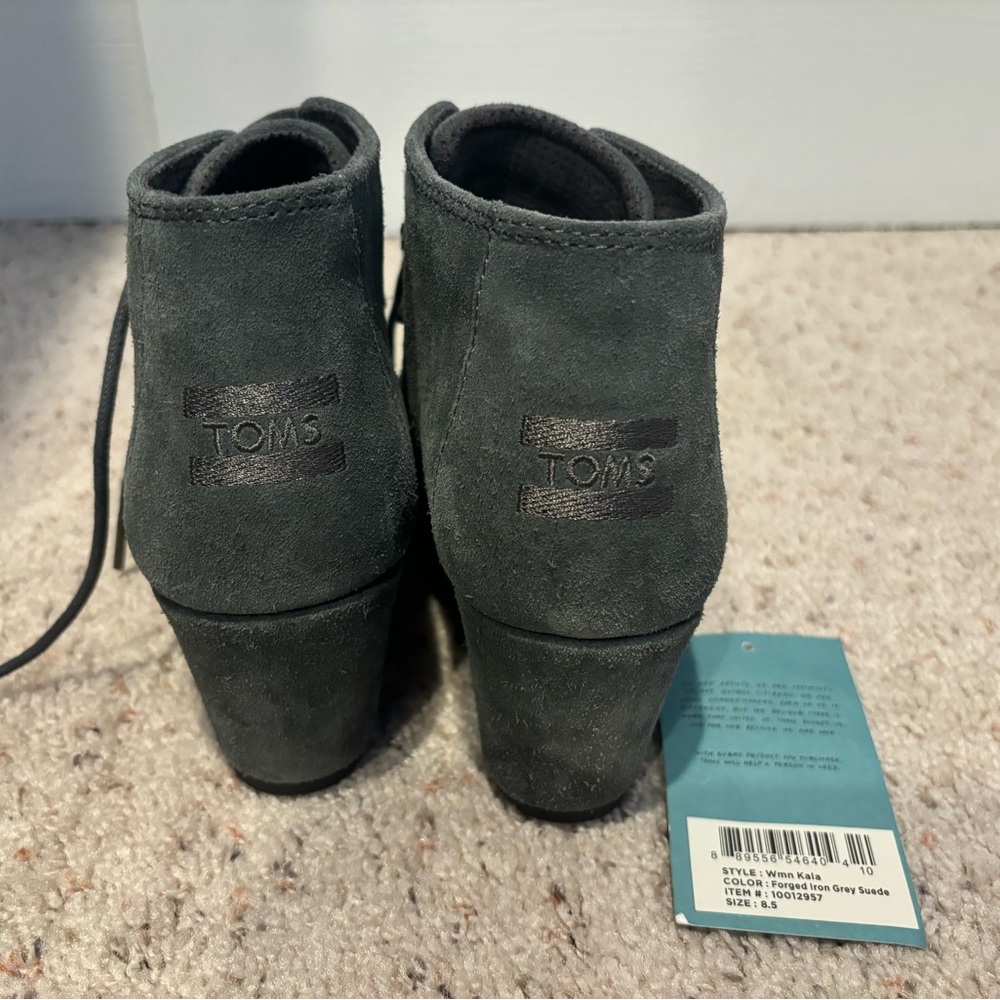 Gray wedge booties
